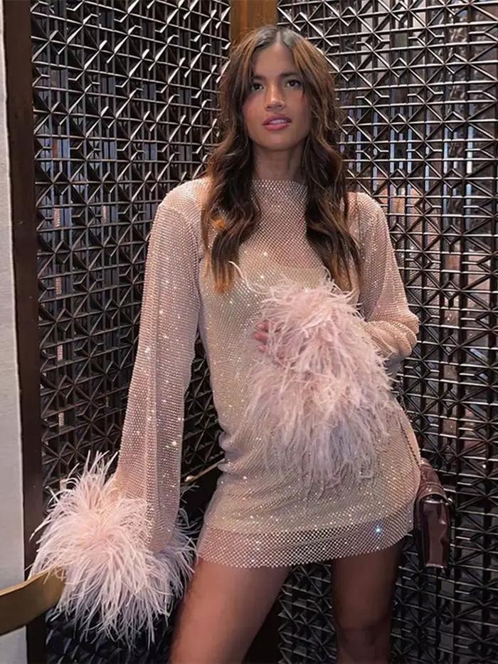 Robe transparente à manches longues pour femmes