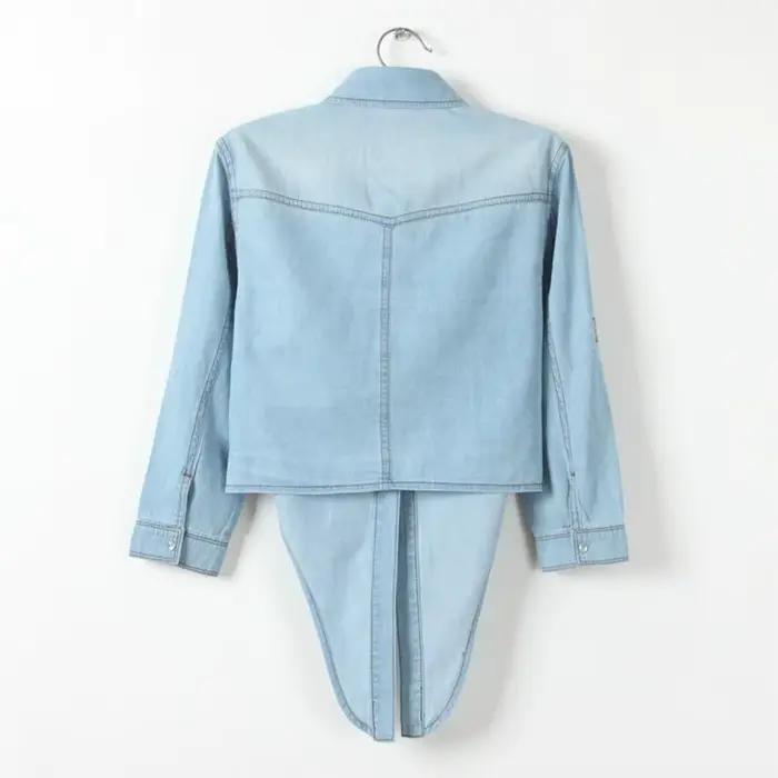 Femmes automne Denim veste courte longueur Type court simple boutonnage à lacets