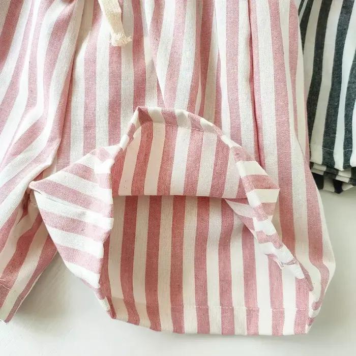 Printemps été garçons rayé pantalon ample bébé fille Vintage décontracté lin coton Harlan