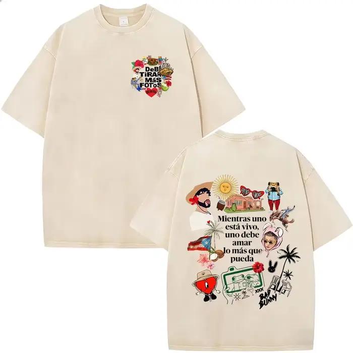 T-shirts vintage délavés Bad Bunny Debi Tirar Mas Fotos DTMF – Vêtements pour hommes