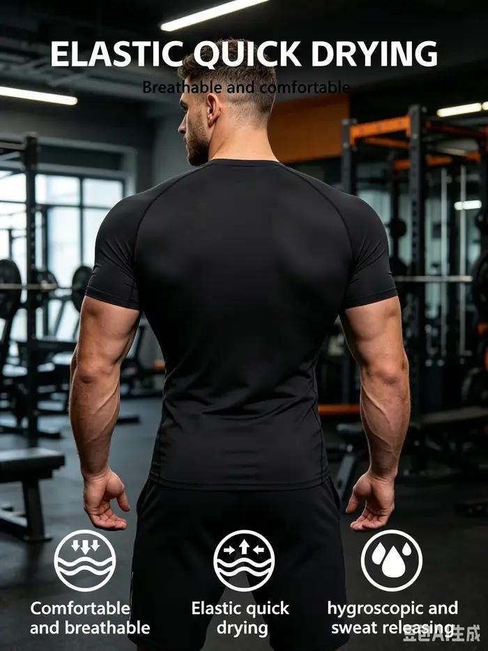 T-shirt de course à compression imprimé pour hommes