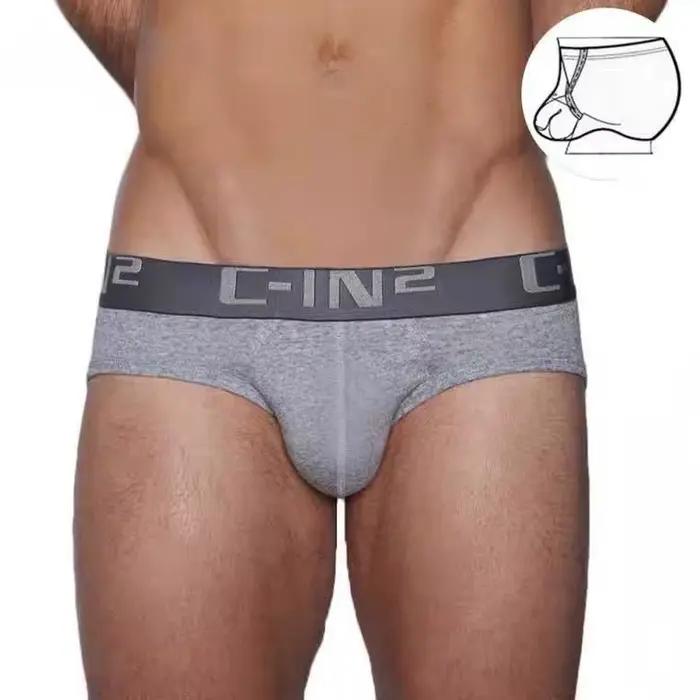 Caleçons en coton pour hommes taille basse avec anneau de suspension poche U convexe sous-vetement rehaussant la taille confortable pour le sport et les occasions spéciales