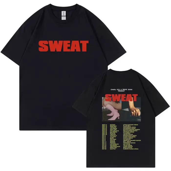 Charli XCX SWEAT Tour 2024 Brat T-shirt Hommes Femmes Vintage Harajuku Mode T-shirts Hip Hop Surdimensionné Coton