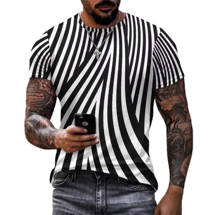 T-shirt rayé noir et blanc pour hommes