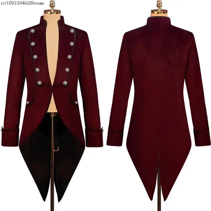 Veste gothique victorienne pour hommes, Costume de Renaissance, manteau de noël Steampunk Vintage, manteau médiéval