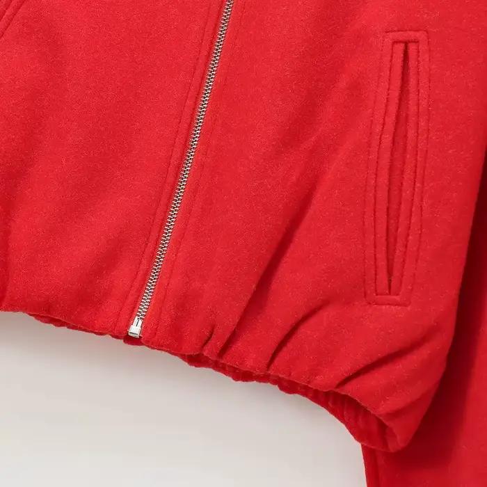 Blouson bomber court rouge pour femme