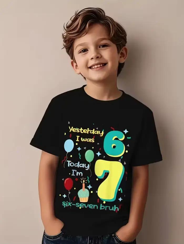 T-shirt drôle Six Seven 67 Meme pour enfants de 7 ans