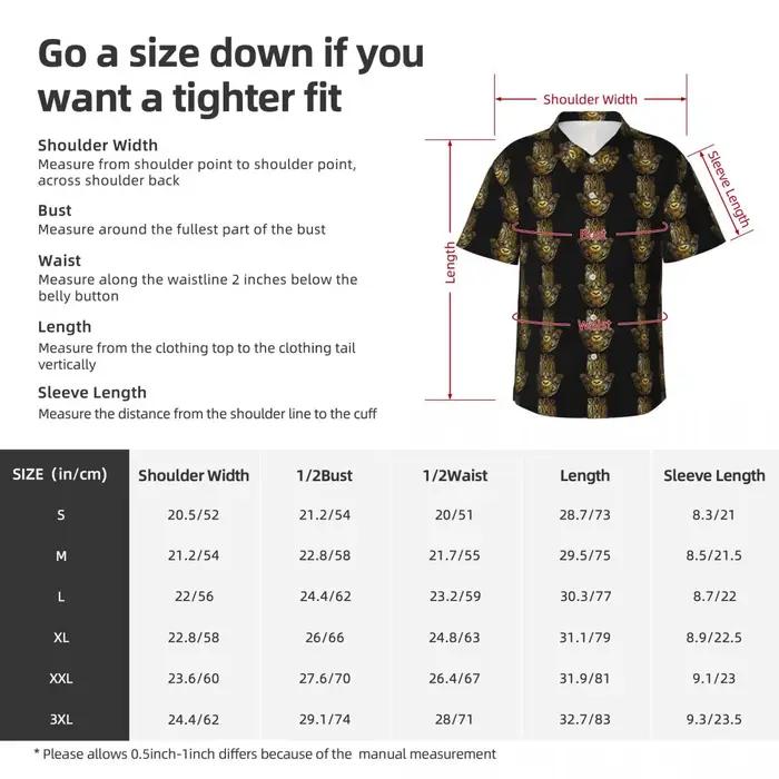 Chemise hawaïenne à main Golden Hamsa pour hommes