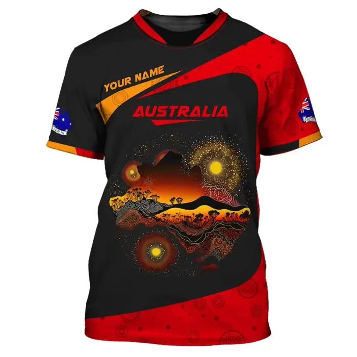 Impression complète Australie Symbole Aborigène T-shirt Indigène Pour Hommes D'été À Manches Courtes Grande Taille