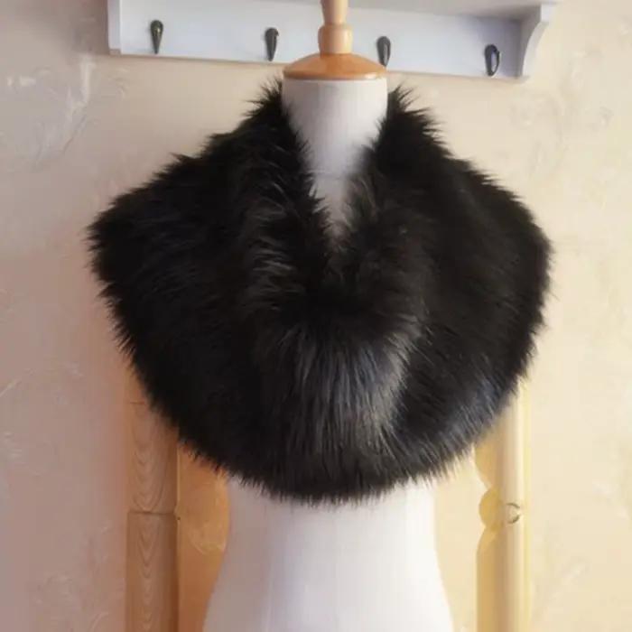 Femmes chaud fausse fourrure faux col châle hiver dames en peluche écharpe manteau doux moelleux cou plus chaud vestes vêtements accessoires