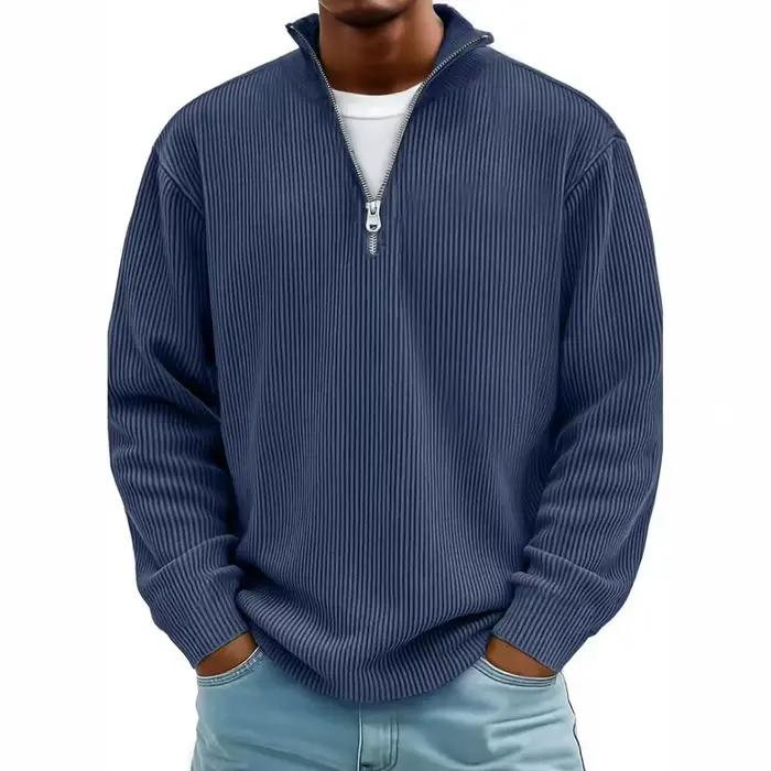Nouveaux sweats en velours côtelé pour hommes automne solide à manches longues vêtements