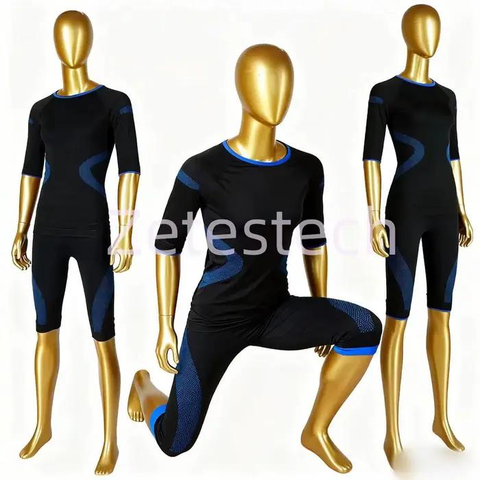Sous-vêtements EMS bleu Miha Bodytec combinaison d'entraînement EMS couche de Base extensible conductrice pour la Stimulation musculaire électrique