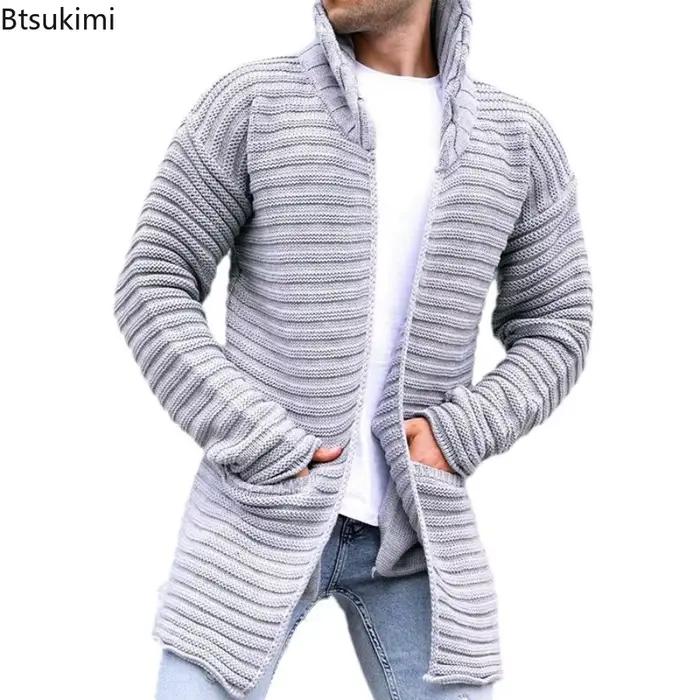 Nouveau cardigan long en tricot pour homme