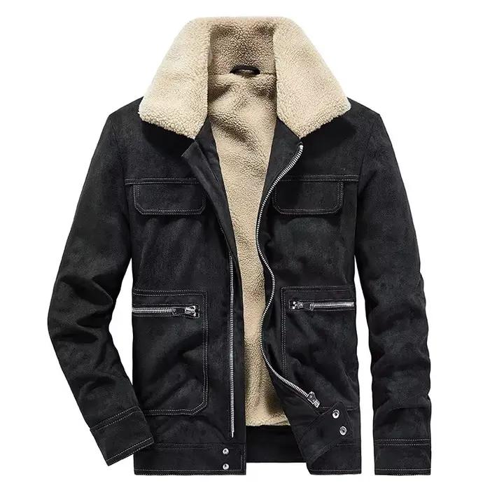Veste en coton et laine d'agneau pour homme, style décontracté tendance pour l'extérieur, coupe-vent, automne-hiver, vêtements pour homme, manteau chaud