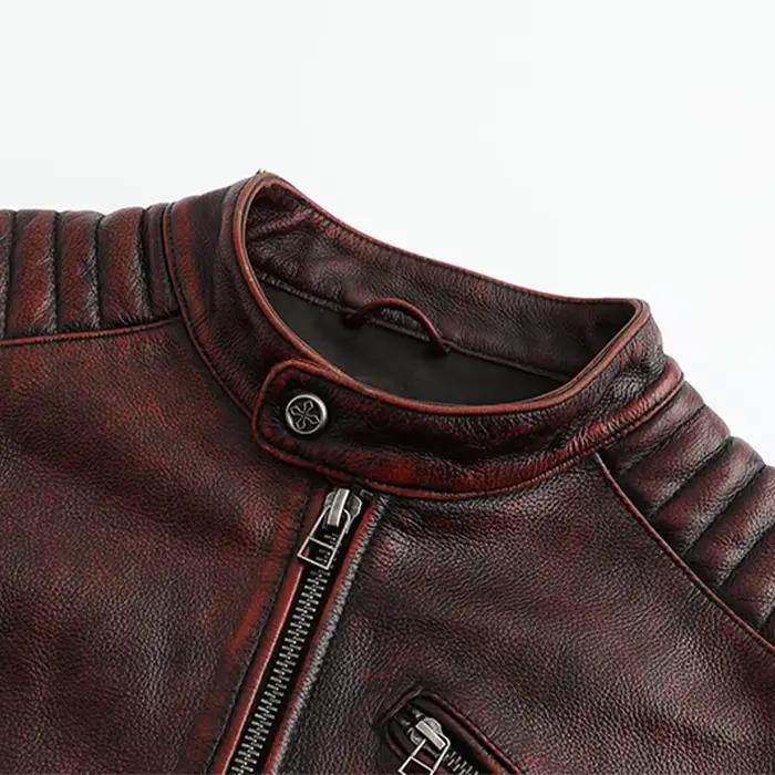 Veste en cuir véritable Copersian pour hommes
