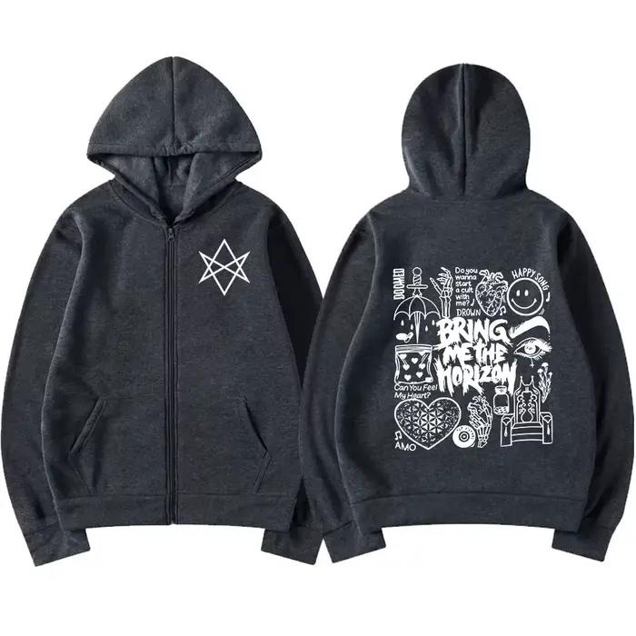Sweat à capuche BMTH Heavy Metal Rock Band pour hommes, décontracté et confortable, adapté aux activités physiques et voyages