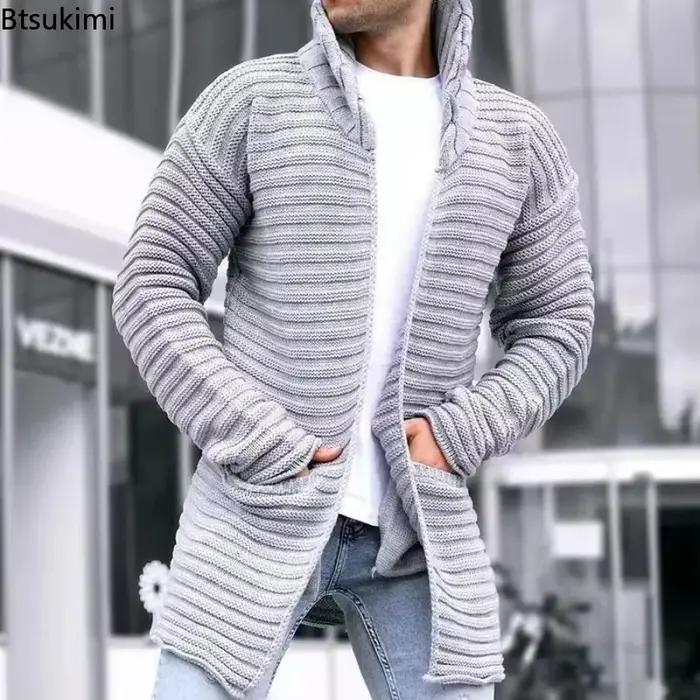 Nouveau cardigan long en tricot pour homme