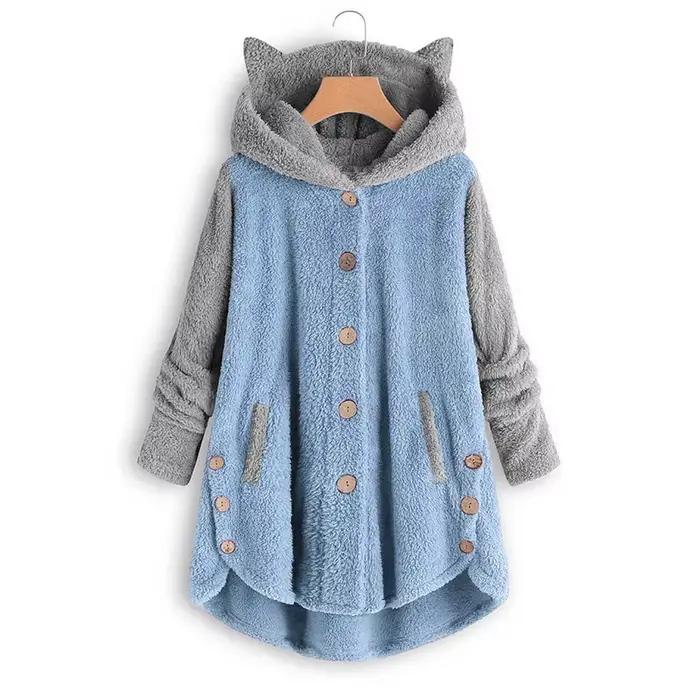 Sweat-shirt à capuche Long imprimé chat pour Femme