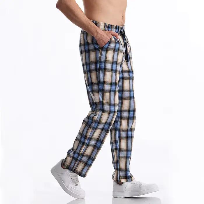 Jogging à carreaux en coton noir pour homme