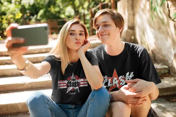 T-shirt JUSTEEASE homme 100% coton coloré imprimé style punk rock pour activités décontractées toutes saisons