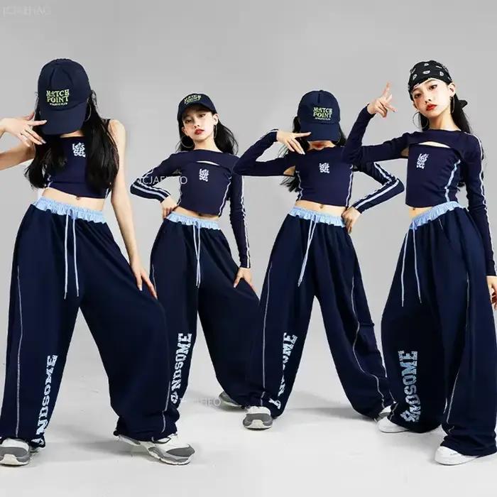 Enfant K-pop Streetwear vêtements ensembles filles Hip Hop haut court Sport lettre Joggers pantalon enfants
