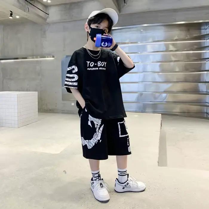 Ensemble T-shirt et pantalon de sport décontracté pour garçons de 3 à 14 ans