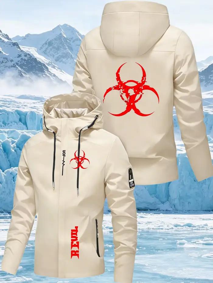Veste à capuche pour homme avec imprimé Biohazard – Coupe-vent à capuche pour l'extérieur, imperméable et coupe-vent, manteau de travail printemps/automne