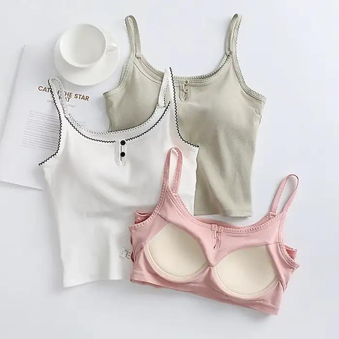 Sous-vêtements femme Sexy une pièce pyjamas femmes Modal coton vêtements de nuit haut soutien-gorge Pad vêtements de nuit Pijama T-shirt bas gilet