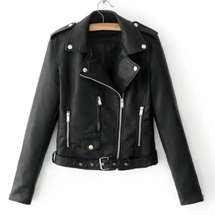 Veste de moto en cuir pour femme