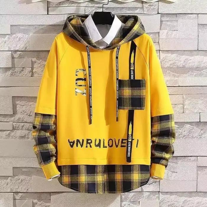 Survêtement de sport shangkaka pour homme, haut à carreaux, pantalon alphabet, ensemble décontracté printemps été, style chic, tenue de jogging et randonnée