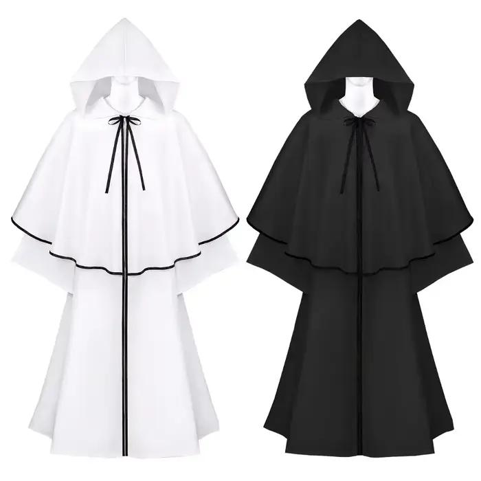 Robe de moine médiévale, cape blanche, Costume de jeu de rôle de prêtre de la Renaissance, déguisement de magicien, capuche de magicien, fête d'halloween, nouveau