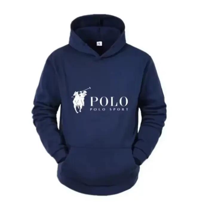 Polo sport classique à capuche homme en polyester pour automne hiver style décontracté logo cheval occasions sportives et campus