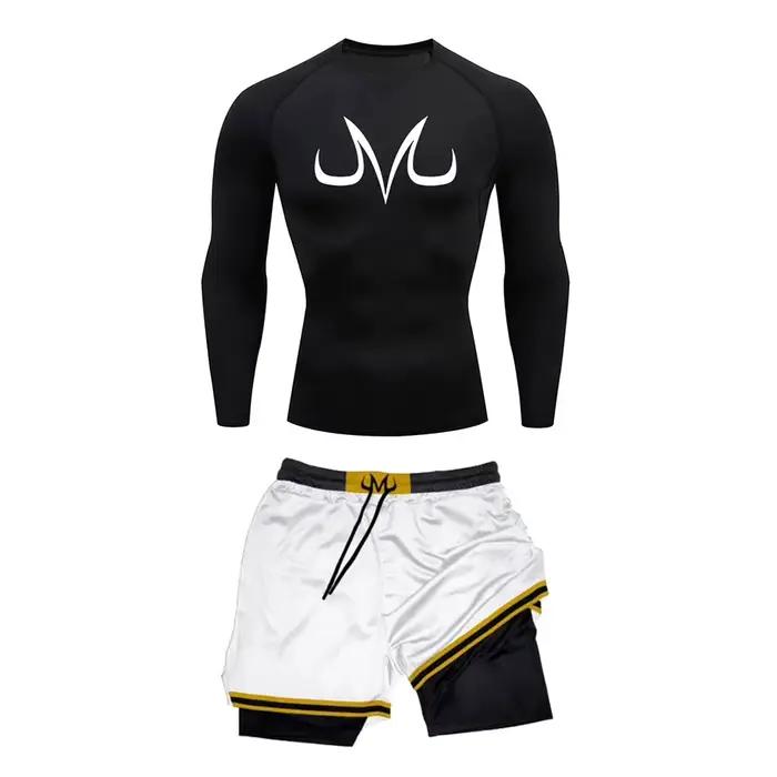 Survêtement pour hommes deux pièces ensembles Anime imprimé Fitness Sport costume course T-Shirt + short