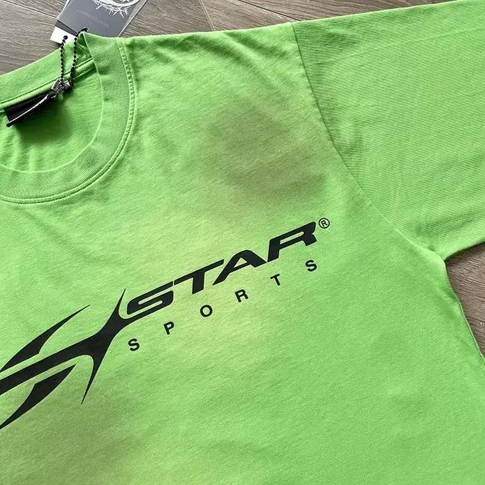 Eau de lavage en pur coton avec grand logo vert, T-shirt à manches courtes.