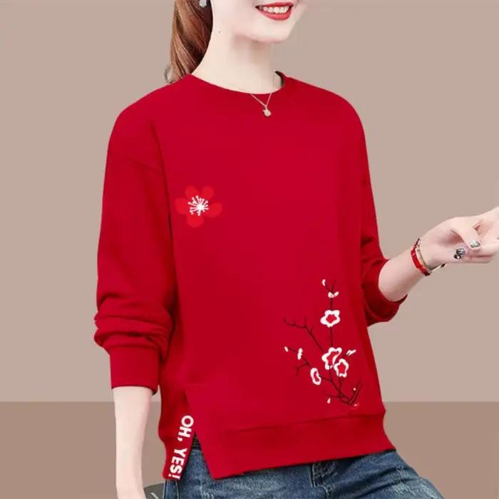 Pull à manches longues lanterne à col rond pour femmes