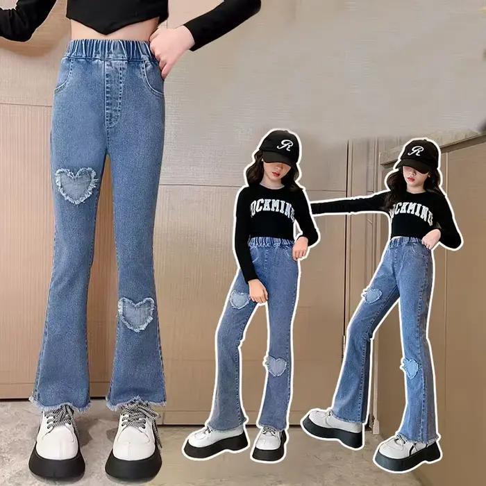 Jeans en dentelle perlée pour adolescentes