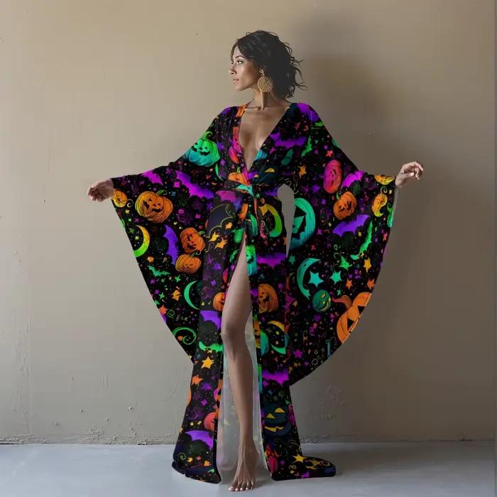 Peignoir Kimono imprimé squelette effrayant