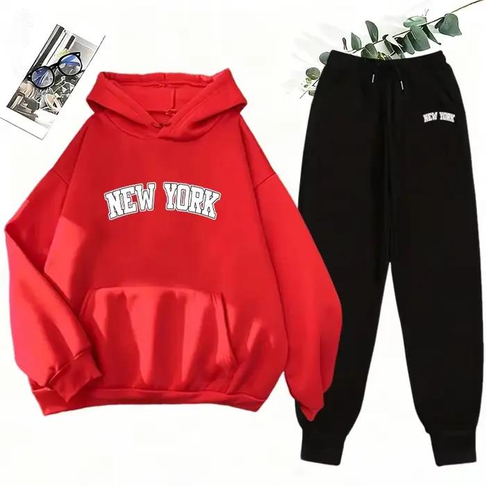 2025 nouveau ensemble assorti pour femmes sweat à capuche et pantalon de jogging tenue de rue décontractée automne