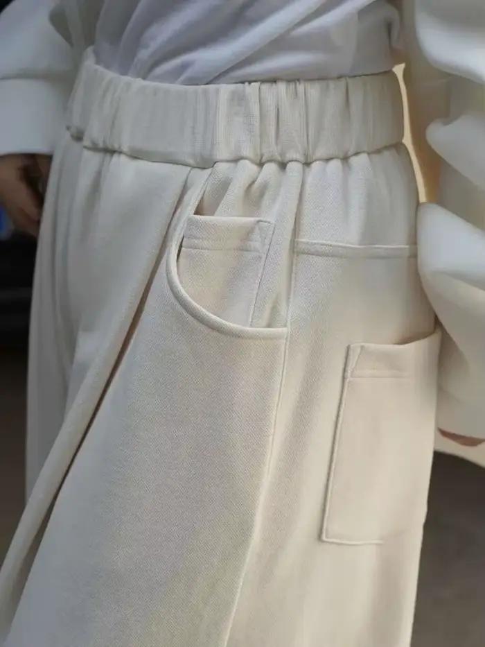 LANMREM-Pantalon décontracté coréen pour femmes, taille haute élastique, couleur unie, jambes larges, vêtements printemps 2025, 2YA597