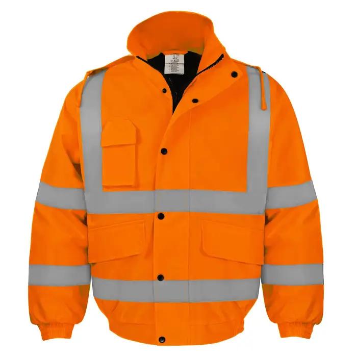 Veste d'hiver haute visibilité pour homme, veste imperméable orange fluorescente, veste bomber réfléchissante, vêtements de travail