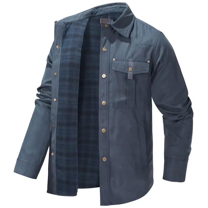 Veste western vintage pour homme, veste décontractée en glouton à carreaux, revers, plus