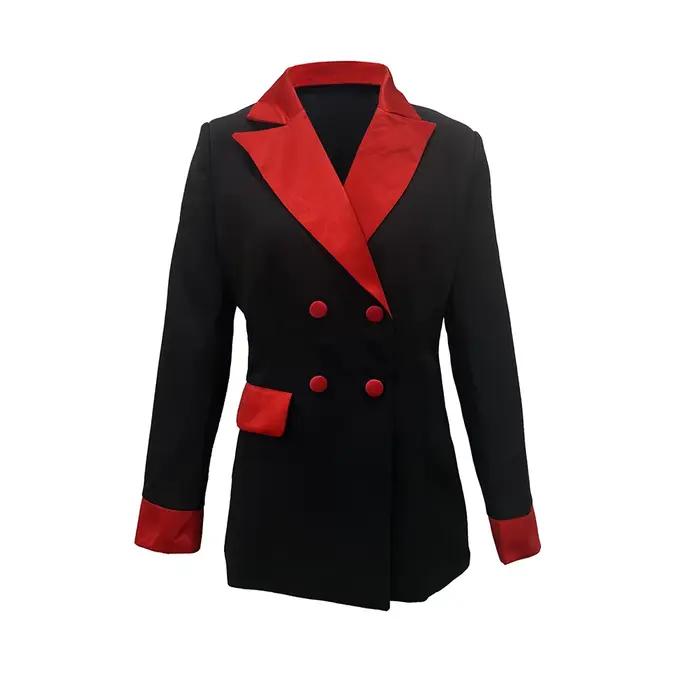 Veste de costume formelle de couleur contrastée pour femme