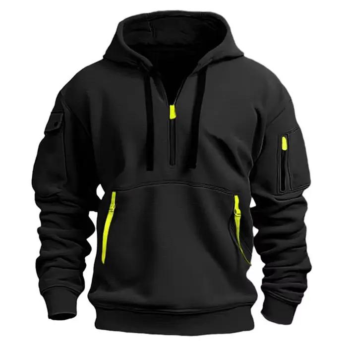 Sweat à capuche zippé multi-poches décontracté pour homme/femme