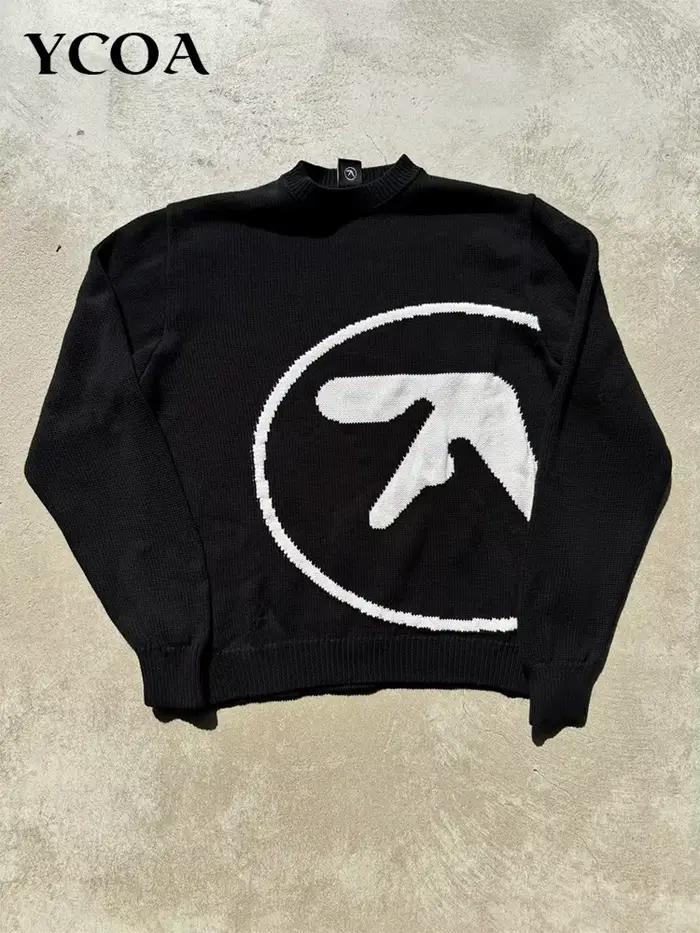 Pull Y2K Aphex Twin Knit avec logo pour homme