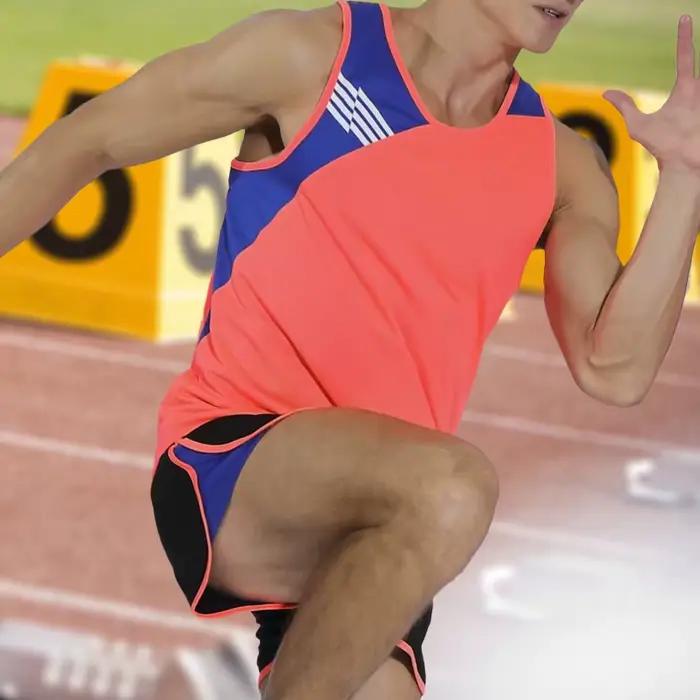 Combinaison de course pour hommes, uniforme de Jogging de sport à séchage rapide, gilet et short à Compression pour Marathon en plein air, ensembles d'athlétisme en Patchwork