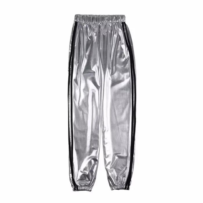 Pantalon de jogging métallisé argenté