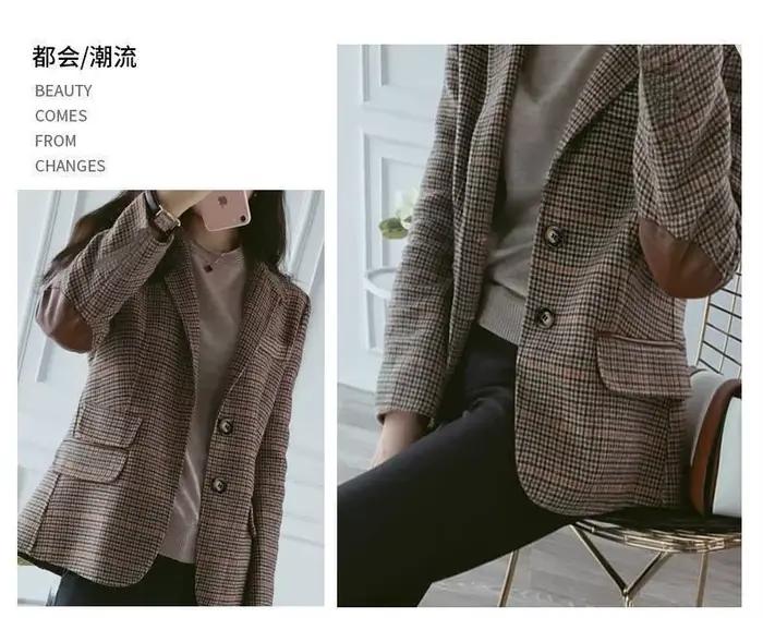 Petite veste de costume à carreaux en laine pour femmes