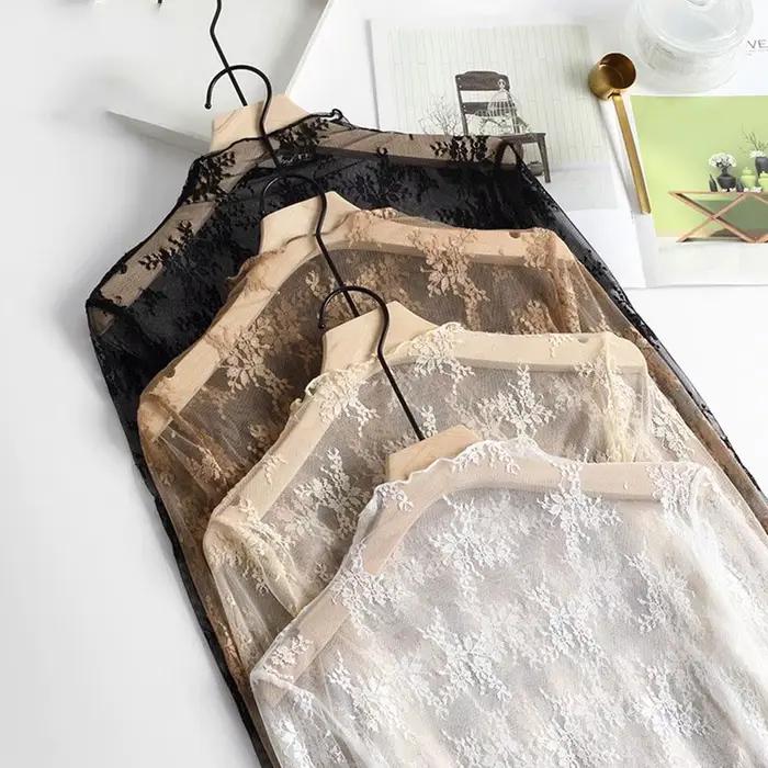 T-shirt transparent à manches longues pour femmes