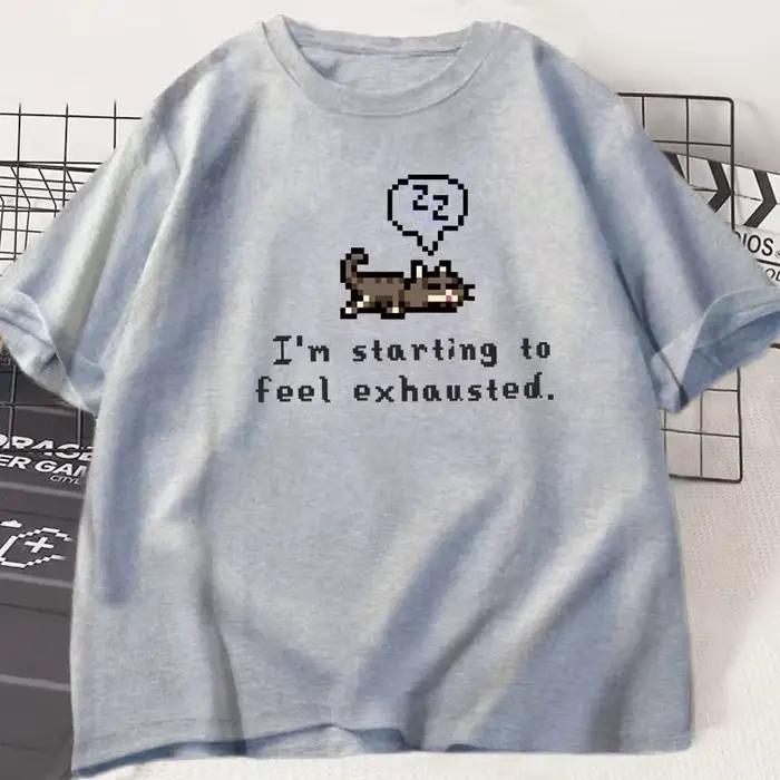 Je commencer à sentir échappement graphci t-shirt Stardew Valley soñolient chat imprimé