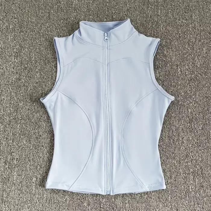Haut de Sport sans manches pour femmes, coupe cintrée, séchage rapide, col montant élastique, vêtements de Yoga, Fitness, fermeture éclair d'été